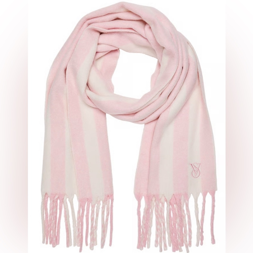 victoria secret blanket scarf pink heritage stripe signature winter